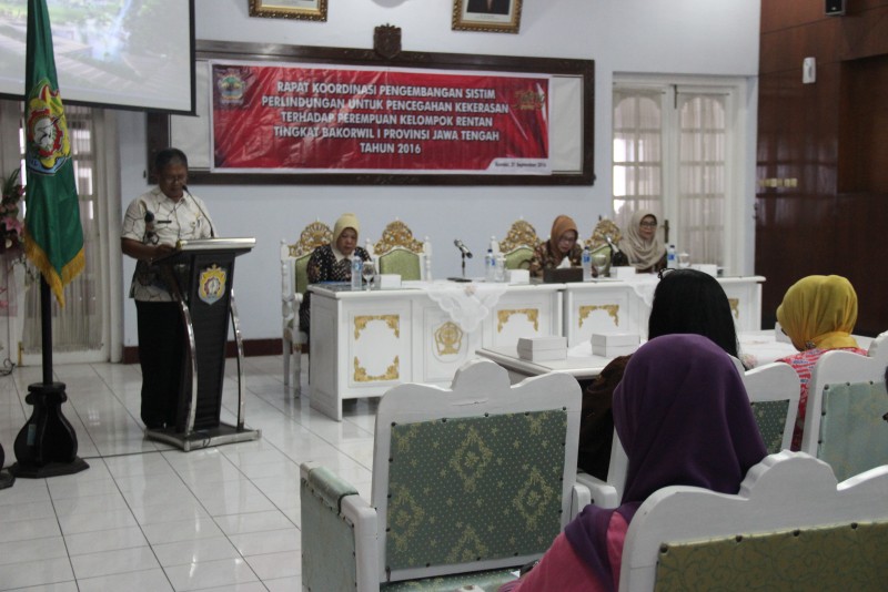 Rakor Pengembangan Sistem Perlindungan Pencegahan Kekerasan Terhadap Perempuan Kelompok Rentan Tingkat Bakorwil dibuka