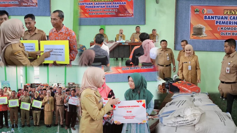 Bupati Kendal Serahkan Bantuan Subsidi Kedelai dan Bantuan Peralatan Pertan