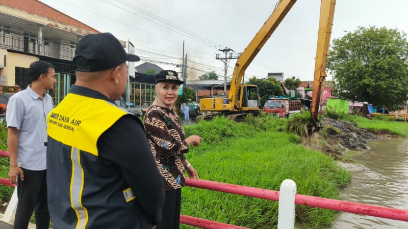 Bupati Kendal Tinjau Pengerukan Sedimentasi Sungai Kendal