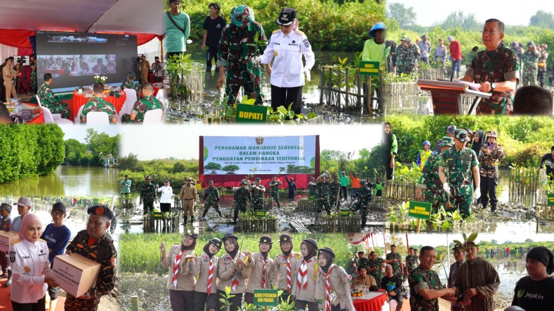 Jaga Kelestarian Lingkungan, TNI AD dan Pemkab Kendal Tanam Ribuan Mangrove