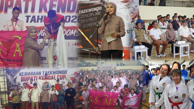 Mbak Tika Serahkan Piala Taekwondo Bupati Cup Tahun 2016